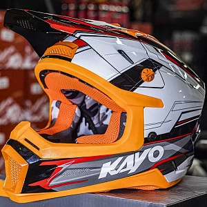 Шлем кроссовый ATAKI SC-18 KAYO (бел/сер/красн глянц, XL)